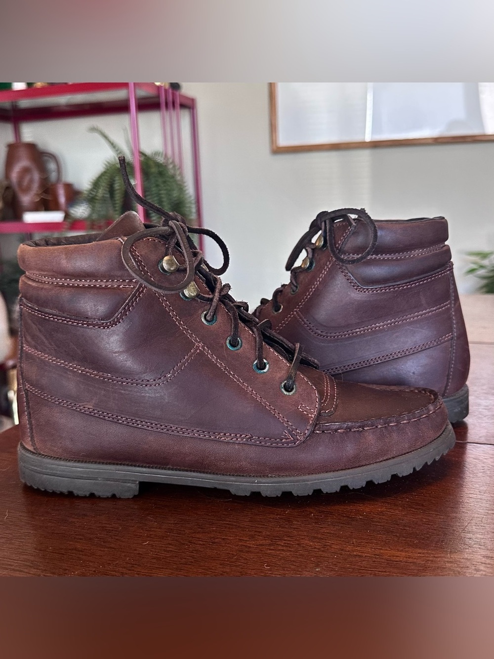 Vintage 90s Bass Women's Leather Lace-Up Ankle Boots Brown Leather | Size 8.5